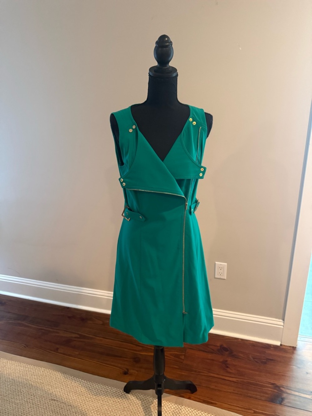 Sleeveless Teal Zip-Front Dress